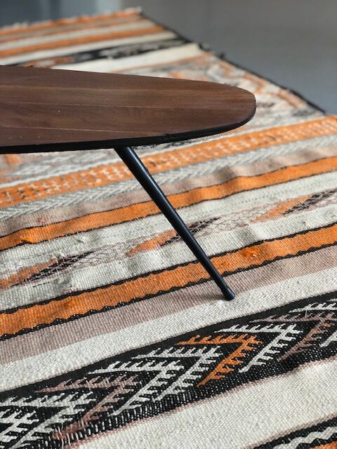 Teak and metal coffee table