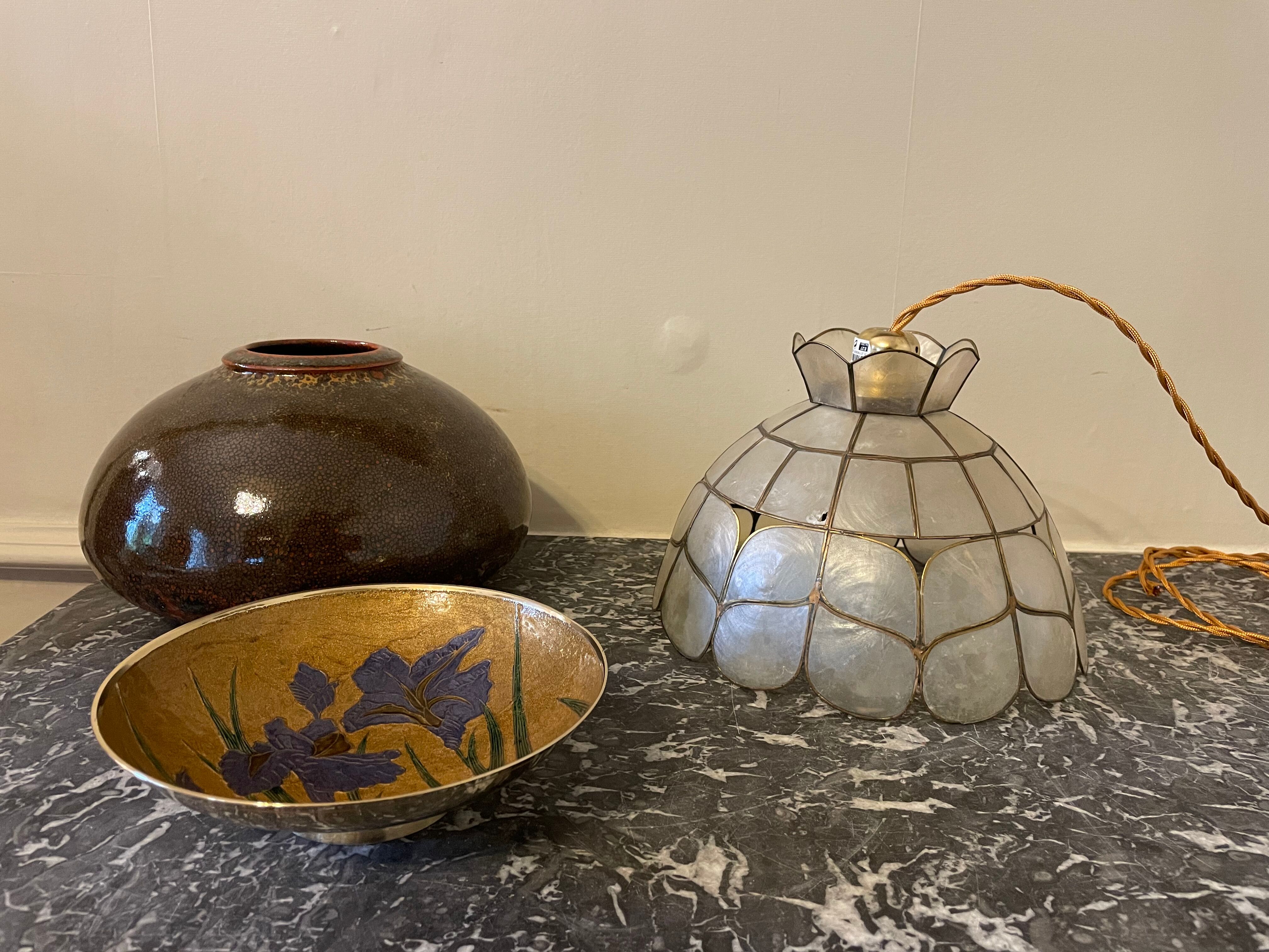 Suspension mother-of-pearl and brass diam 25 cm