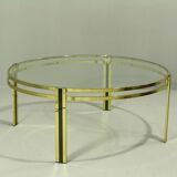 Vintage Round Brass Coffee Table, 1980s