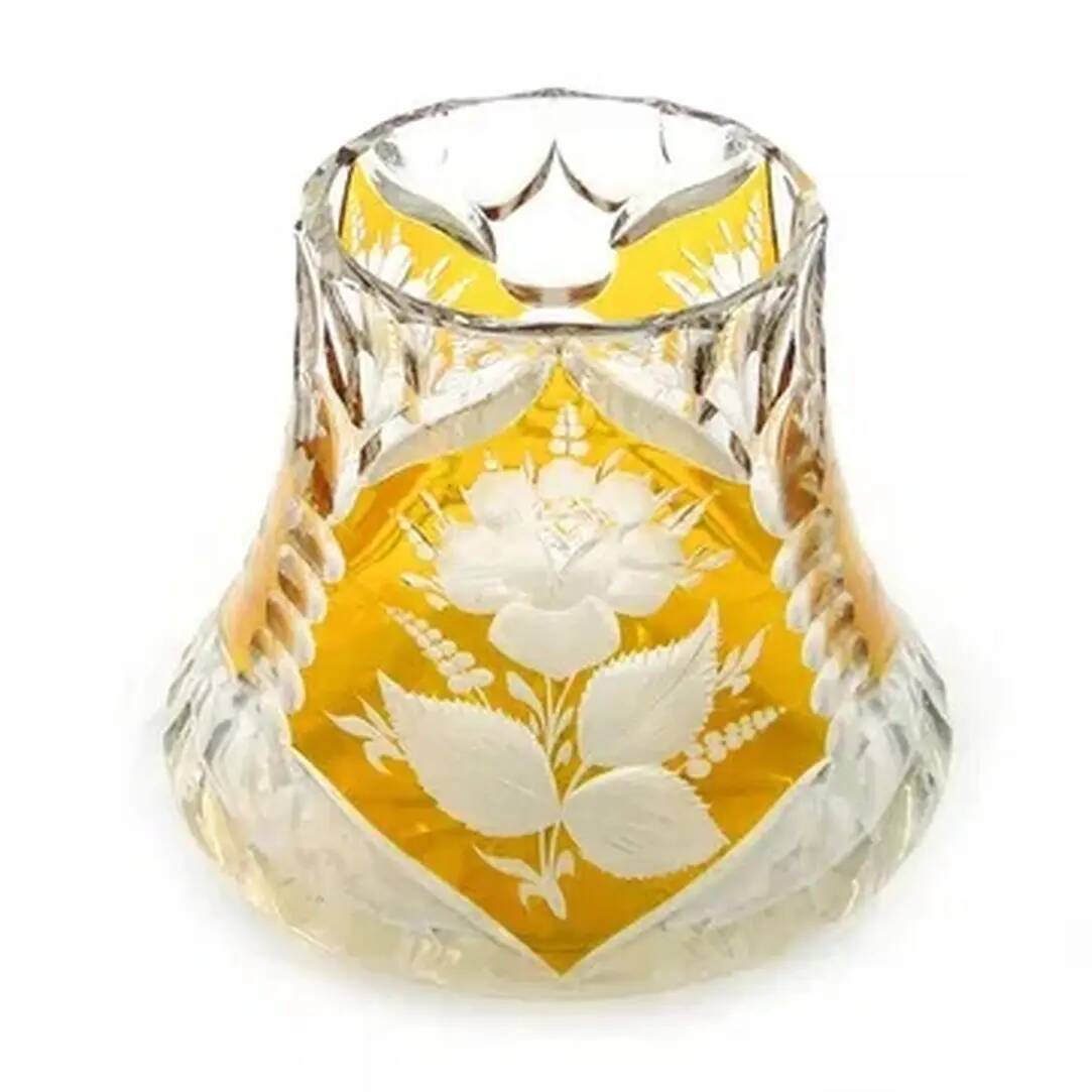 Vase with roses, mid-century modern, glass, Poland, 1970s