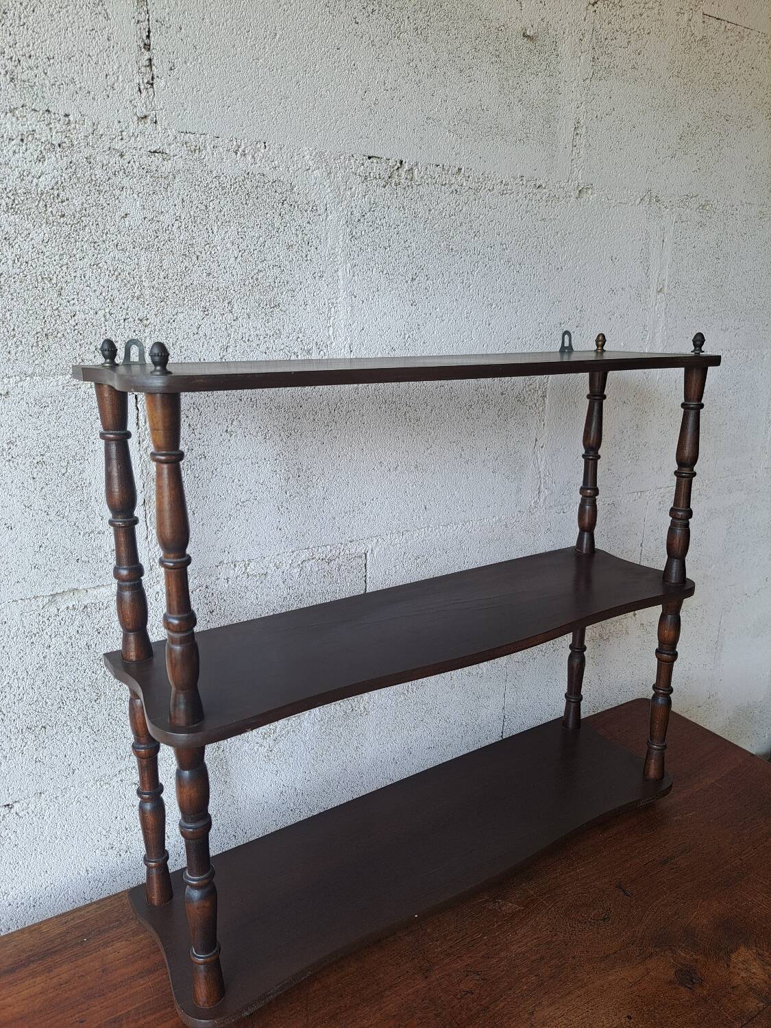 Vintage turned wood wall shelf