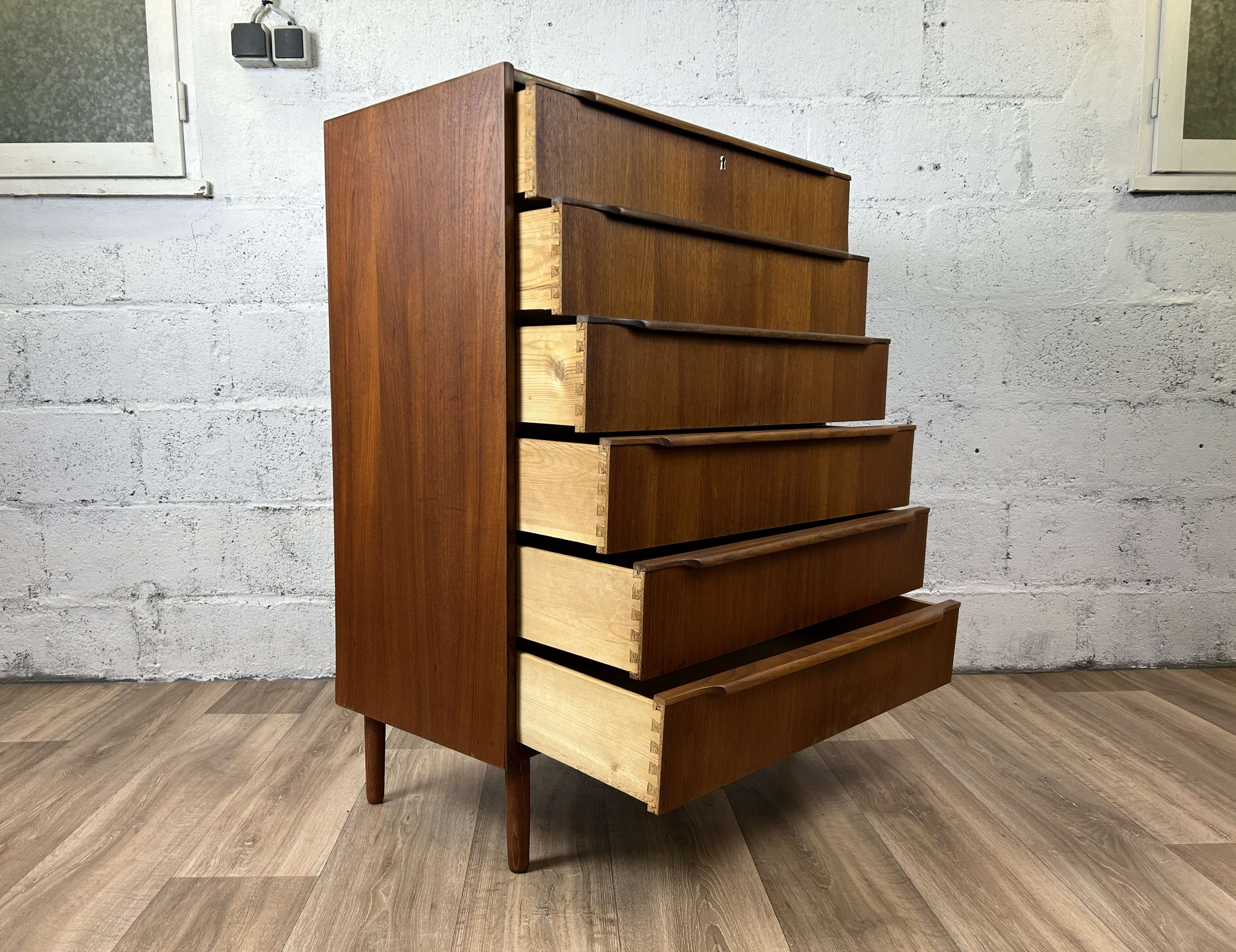 Scandinavian chest of drawers 6 drawers vintage teak, 60s
