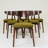 Ensemble de 6 chaises de salle à manger, revêtement vert herbe noyer foncé