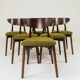 Ensemble de 6 chaises de salle à manger, revêtement vert herbe noyer foncé