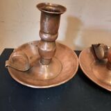 Pair of copper candlesticks