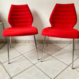 Pair of Mauï soft kartell red chair design Vico Magistretti