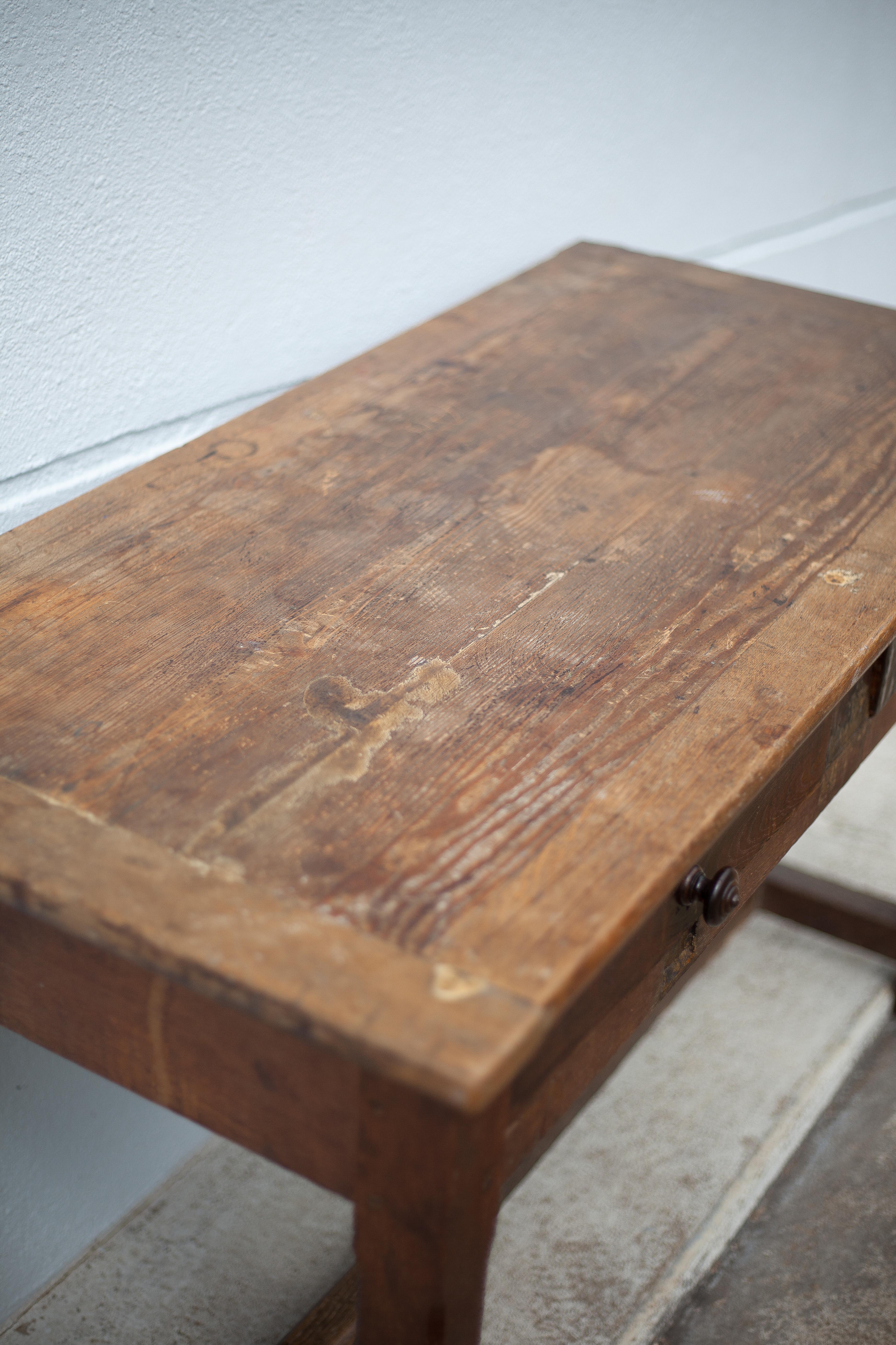 Table bois ancienne table de cuisine table salon campagne, chalet, table avec tiroirs