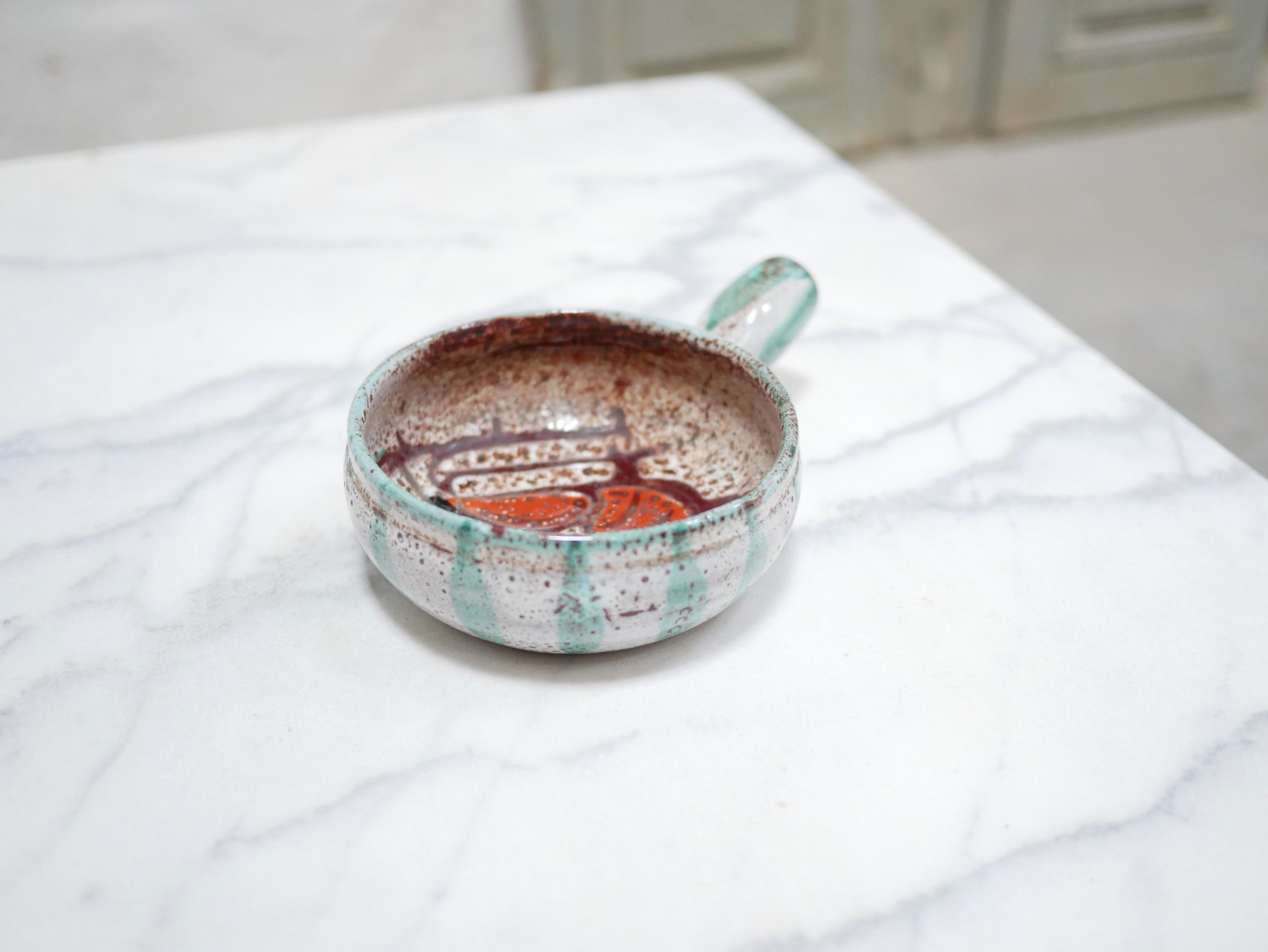 Caquelon vintage ceramic cup, Vallauris, France