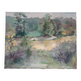 Oil on canvas, rural landscape, signed