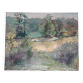 Huile sur toile paysage rural, signé