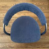 2 chaises "space age" velours bleu gris remises à neufs