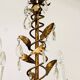 Vintage gold leaf crystal chandelier with 6 lights, 1950s.