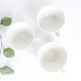 Set of 3 chocolate cups, beige and blue, Boch La Louvière, vintage