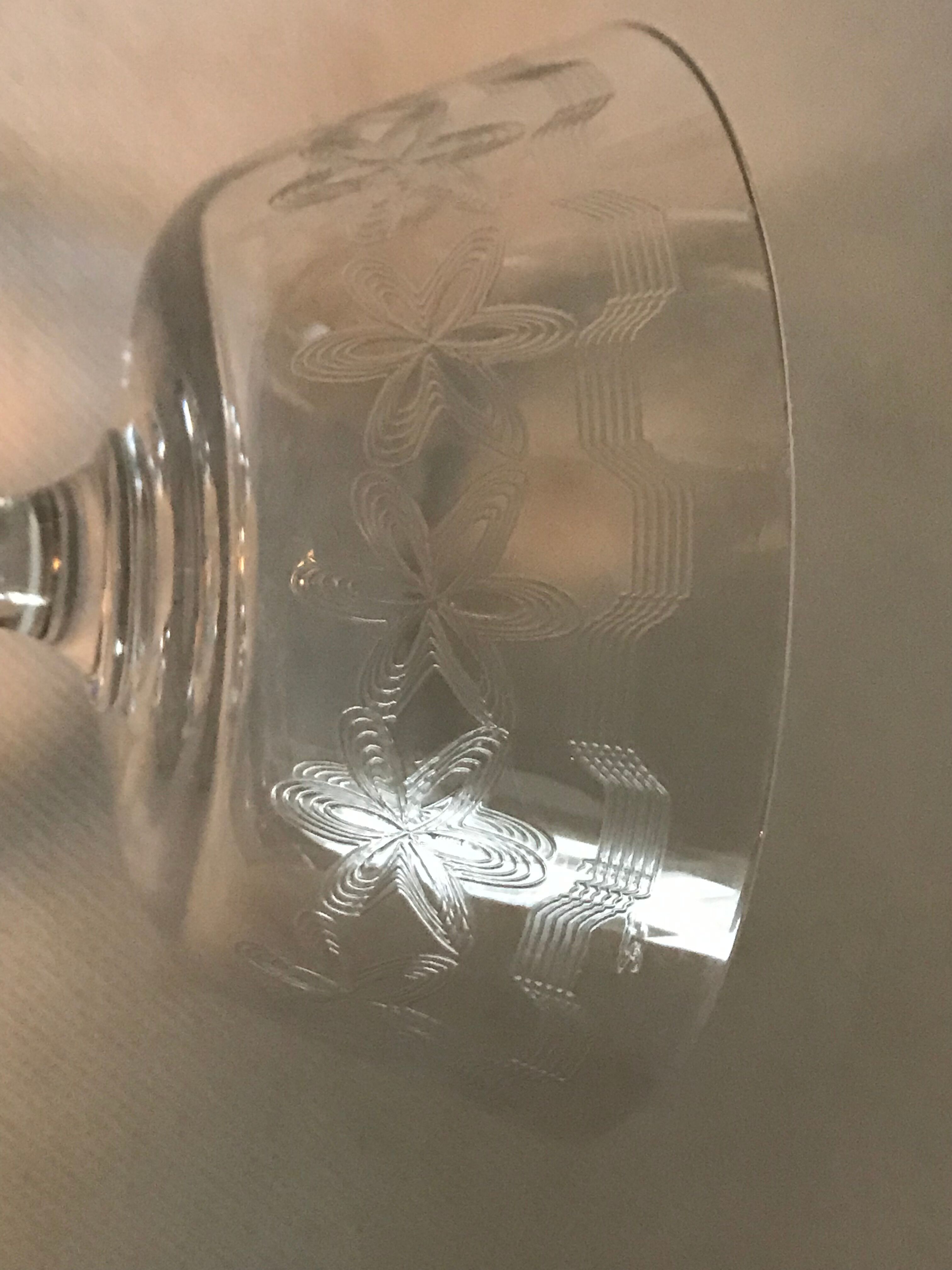 5 19th-century crystal champagne glasses