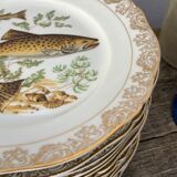 11 vintage Limoges porcelain fish plates