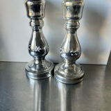 Pair of vintage mercury glass candleholders