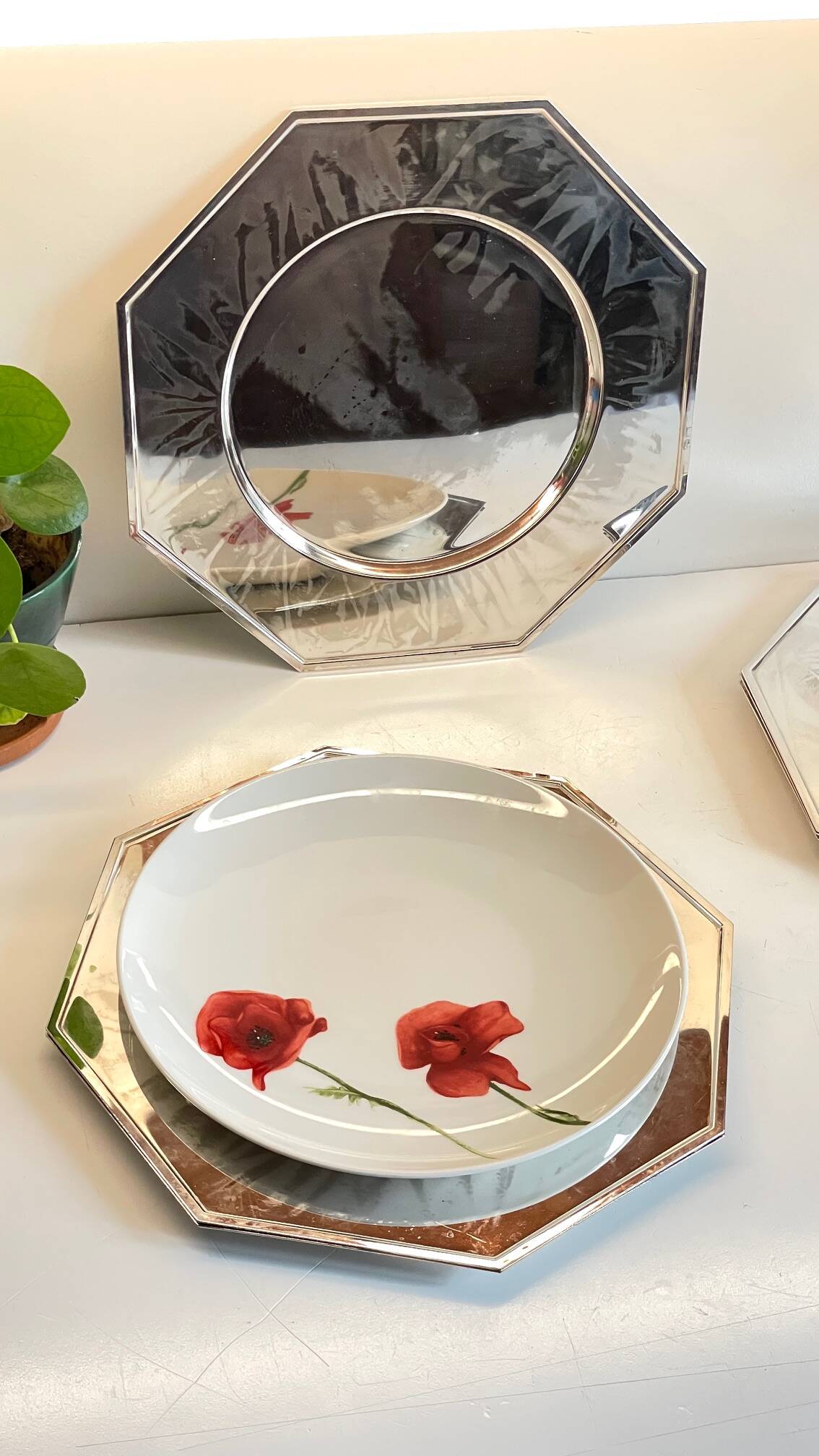 6 Vintage Silver-Plated Metal Plates and Dishes