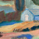 Mediterranean Provencal landscape / expressionist painting / oil painting on wood panel