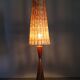 1960s Parker Knoll wooden table lamp with wicker shade, Britain