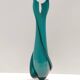 Teal Encased and Hand-Blown Murano Glass Flower Vase, Italy