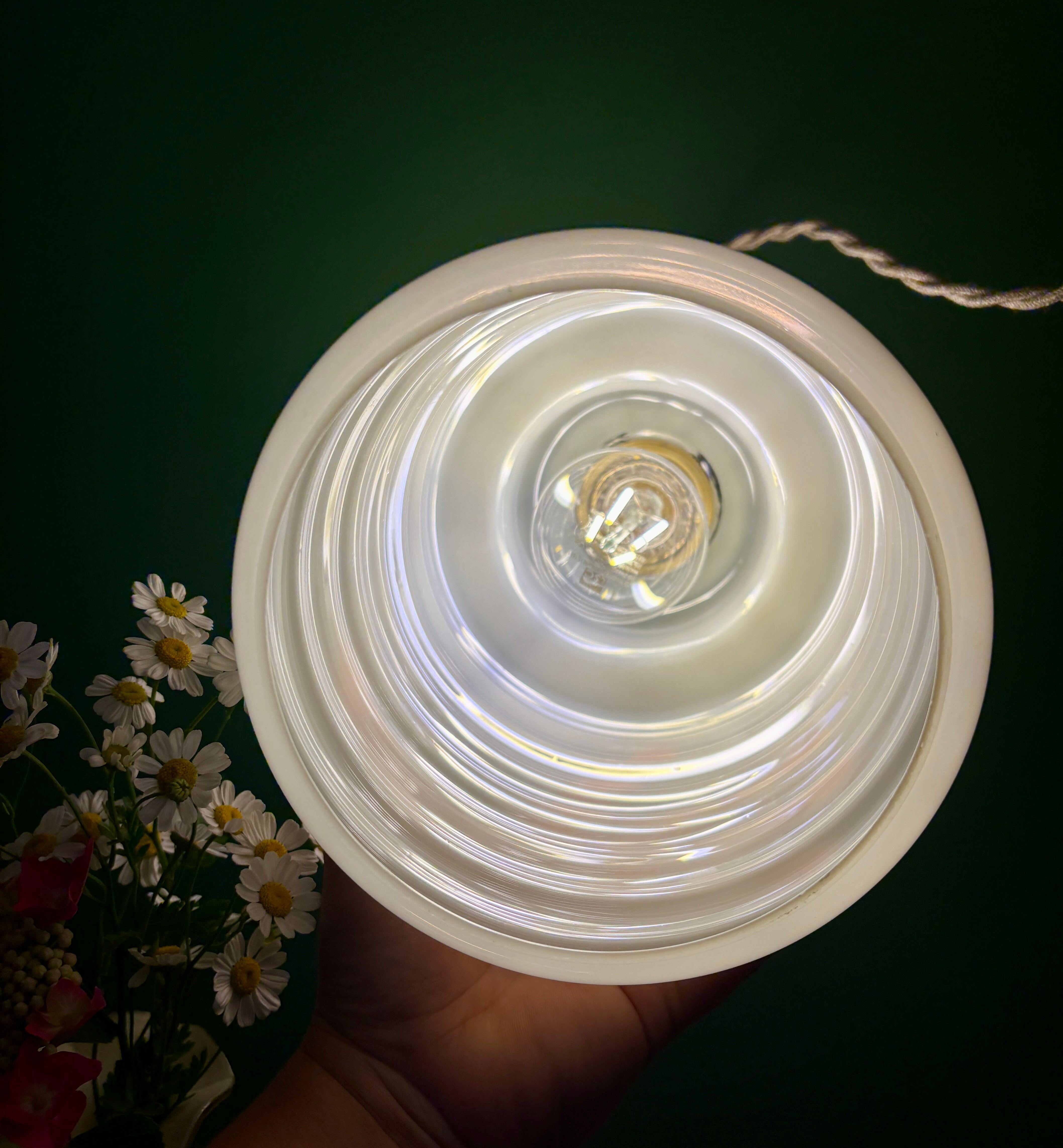 vintage pale yellow opaline suspension globe