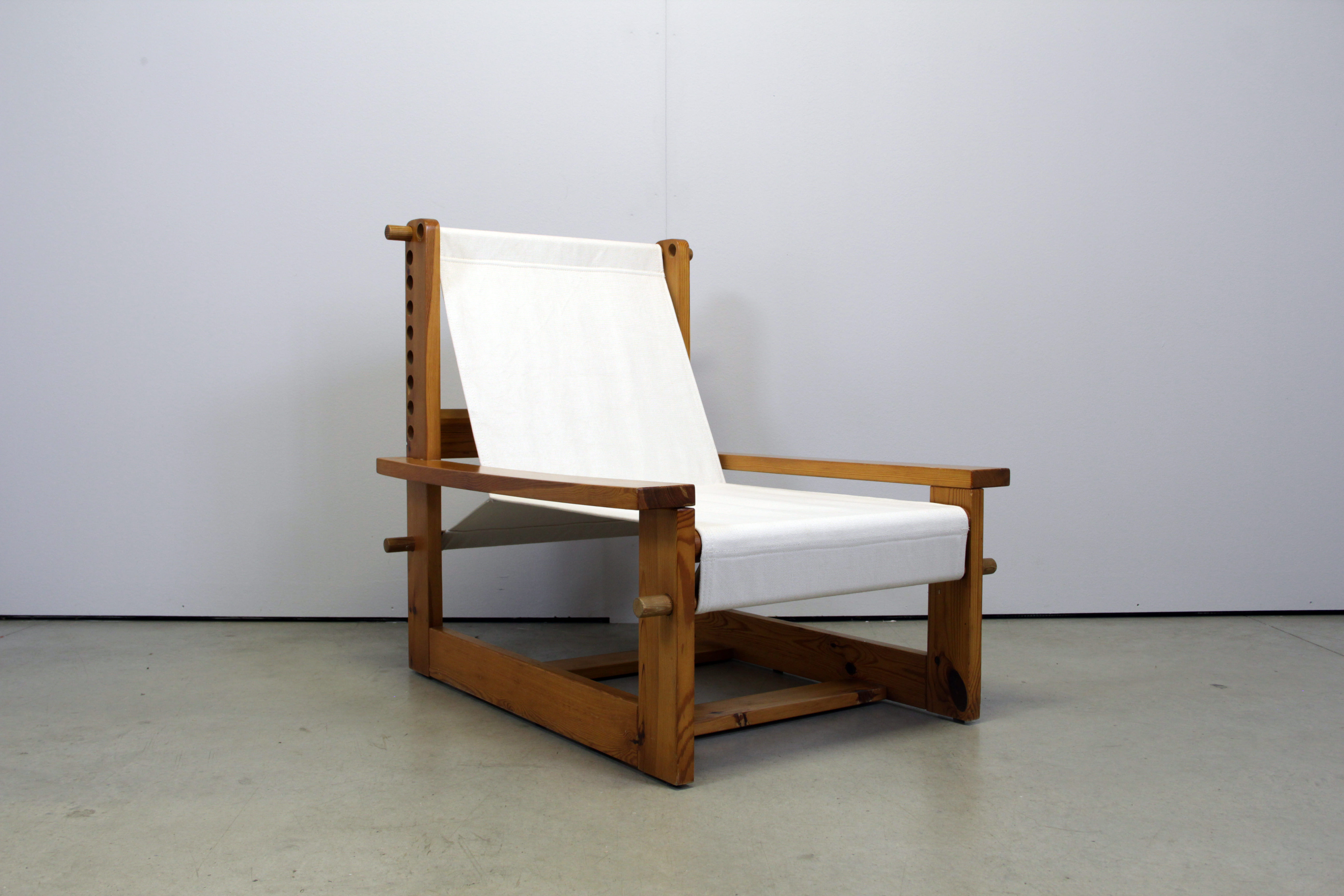 Italian brutalist pine sling chair