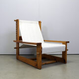 Italian brutalist pine sling chair