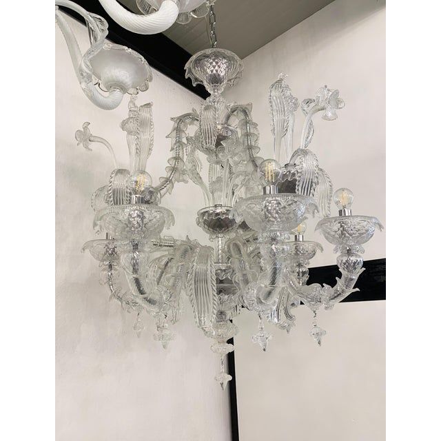 Transparent Murano Style Glass Chandelier