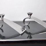Pair of comma candlesticks by matthew hilton, England, 1980