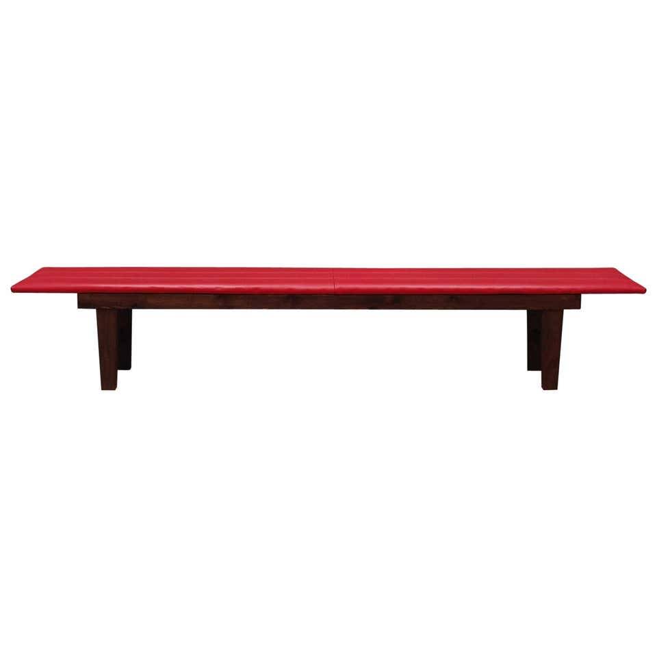 Red eco leather bench, Danish design, 1990s, production: Denmark