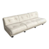 White leather Space Age 3 seat lounge sofa, 1970s