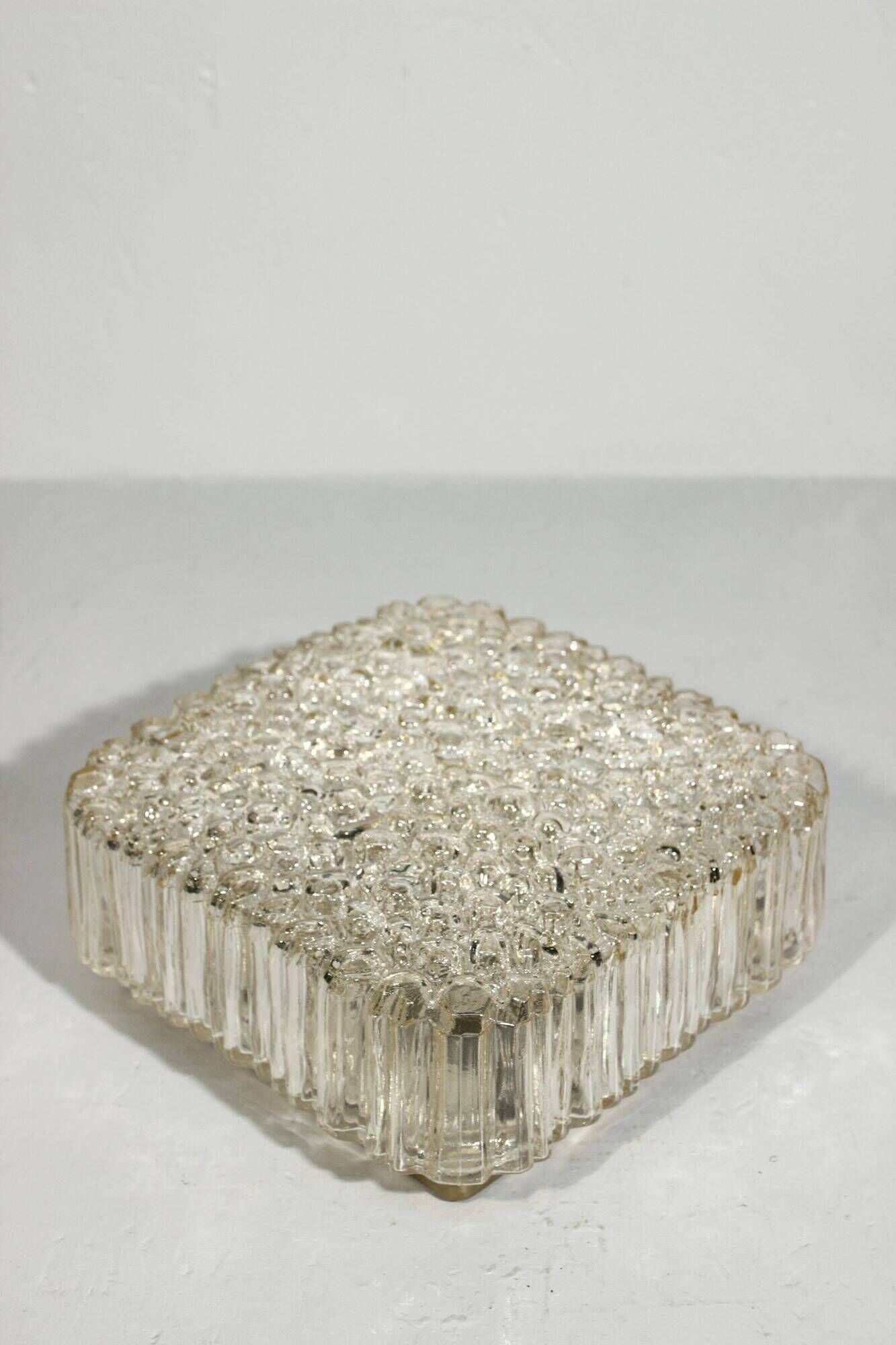 Limburg Glashütte wall lamp textured molded glass Germany 1960s