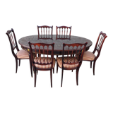 Lot oval table and 6 vintage chairs used