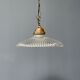 Glass holophane hangingor pendant lamp with brass gallery