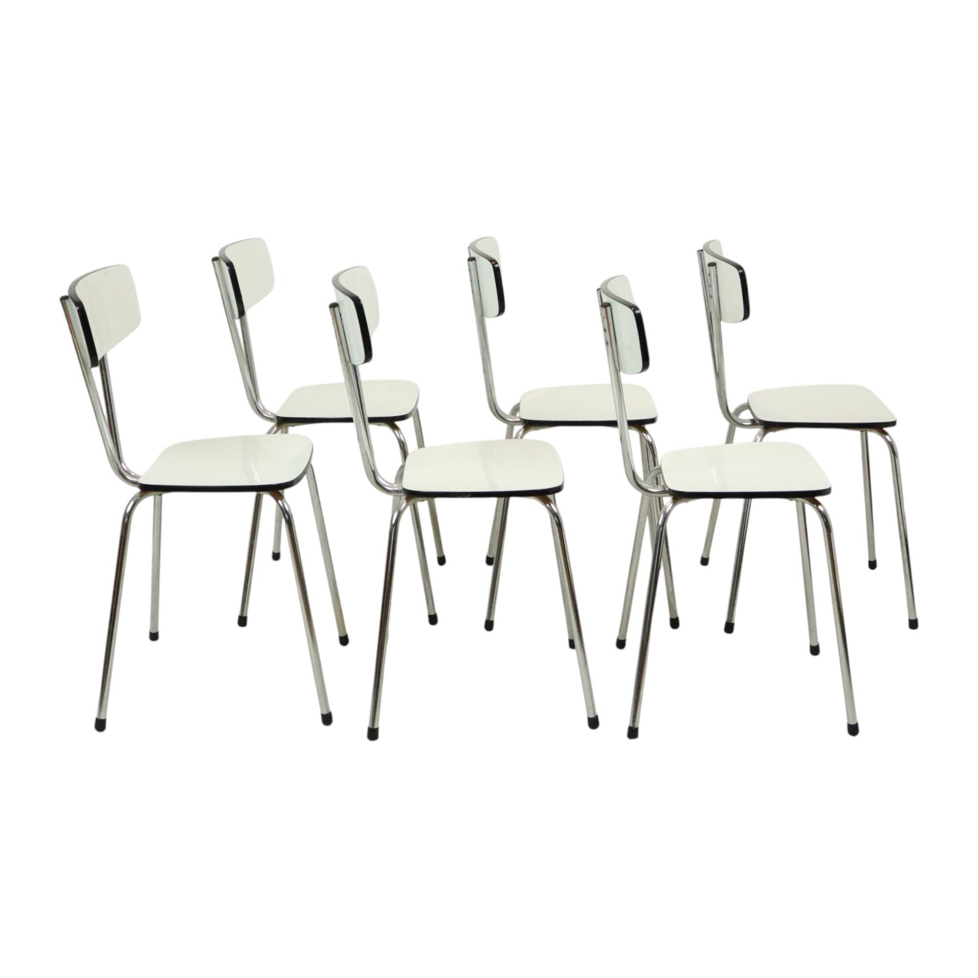 Set of 6 Gray Formica Chairs Chrome Dining Room Chairs Sixties