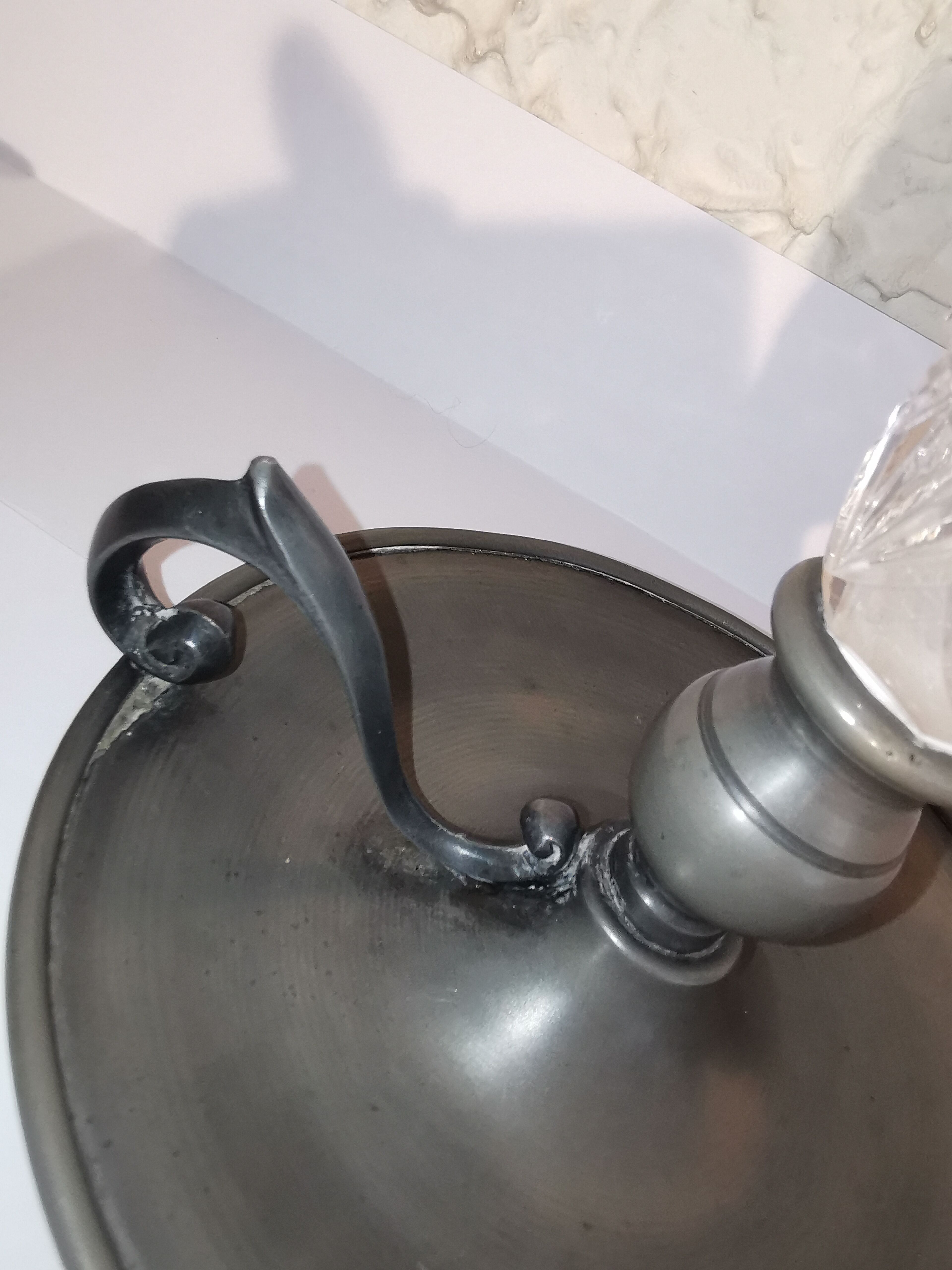 St. Louis tin and crystal cellar rat candlestick