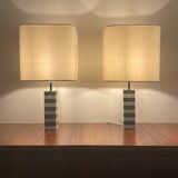 Pair of white and green marble lamps, 1970's