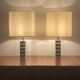 Paire de lampes en marbre blanc et vert, 1970's