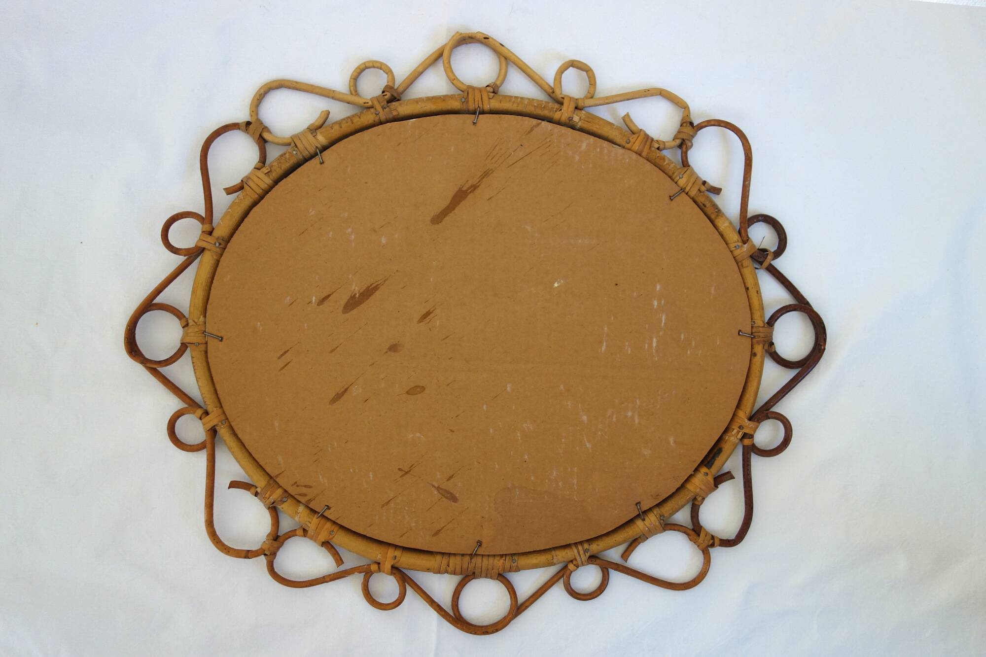 Rare oval bamboo mirror circa 1960