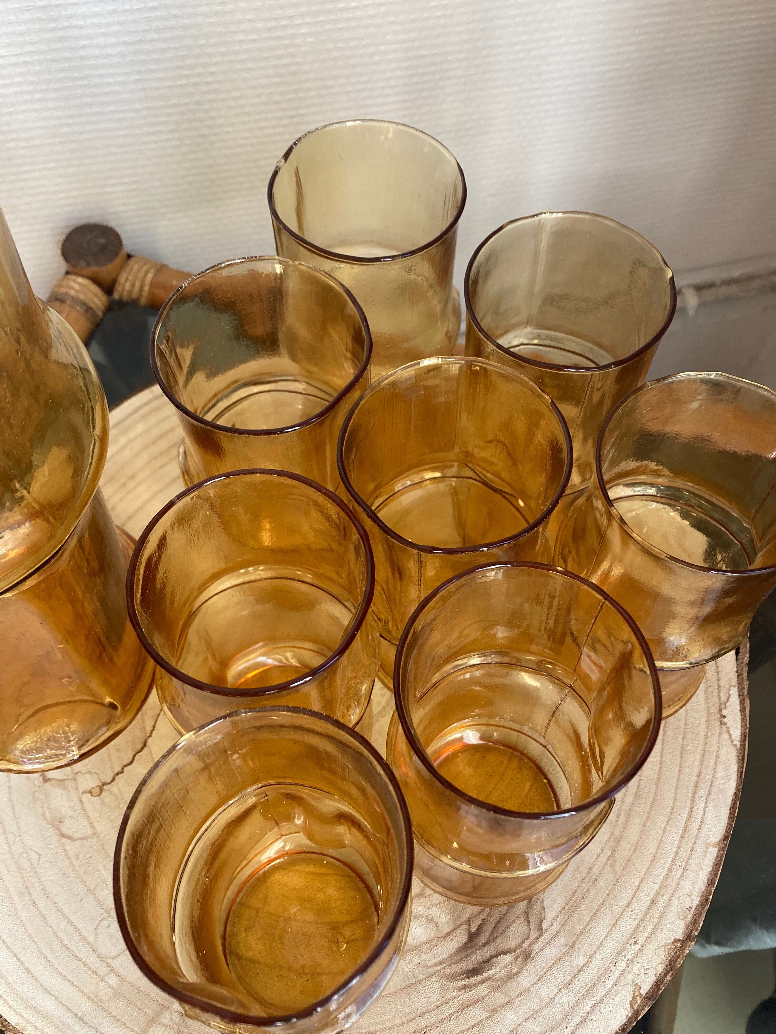 Orangeade service - pitcher and 8 glasses