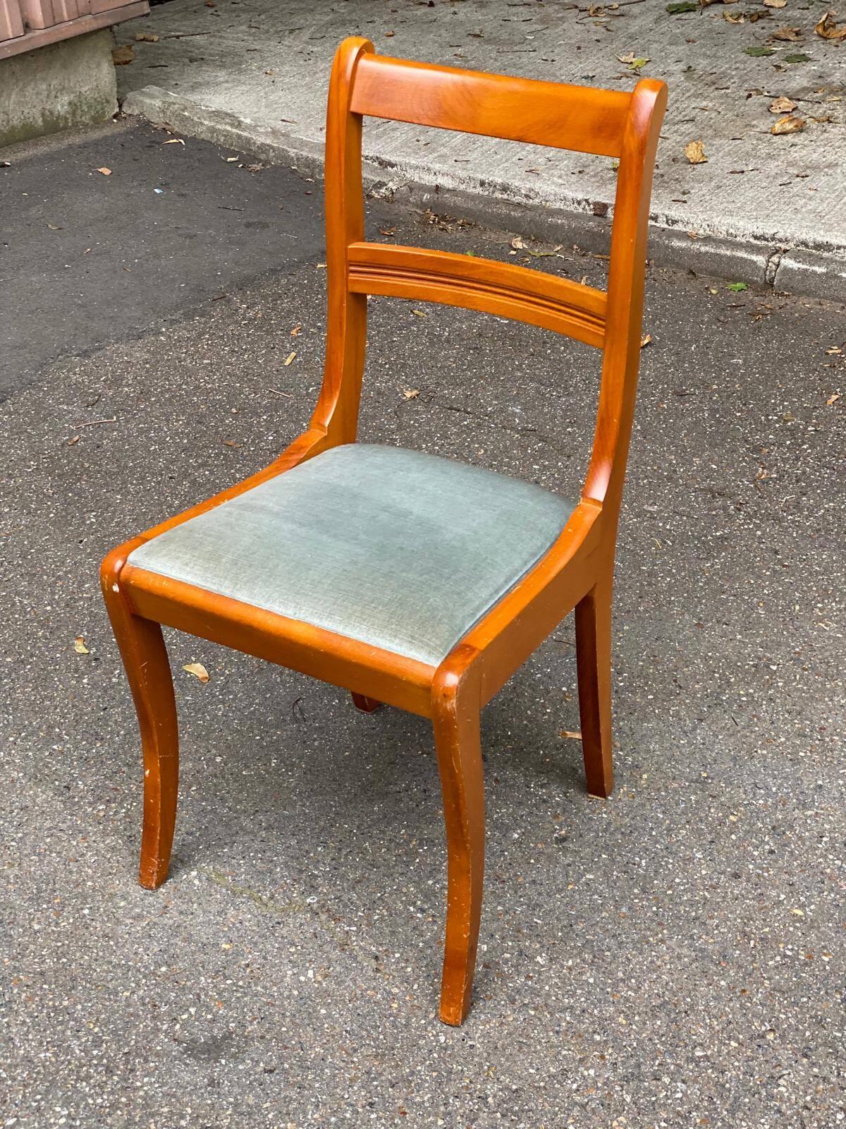 Louis Philippe solid wood and blue fabric office chair