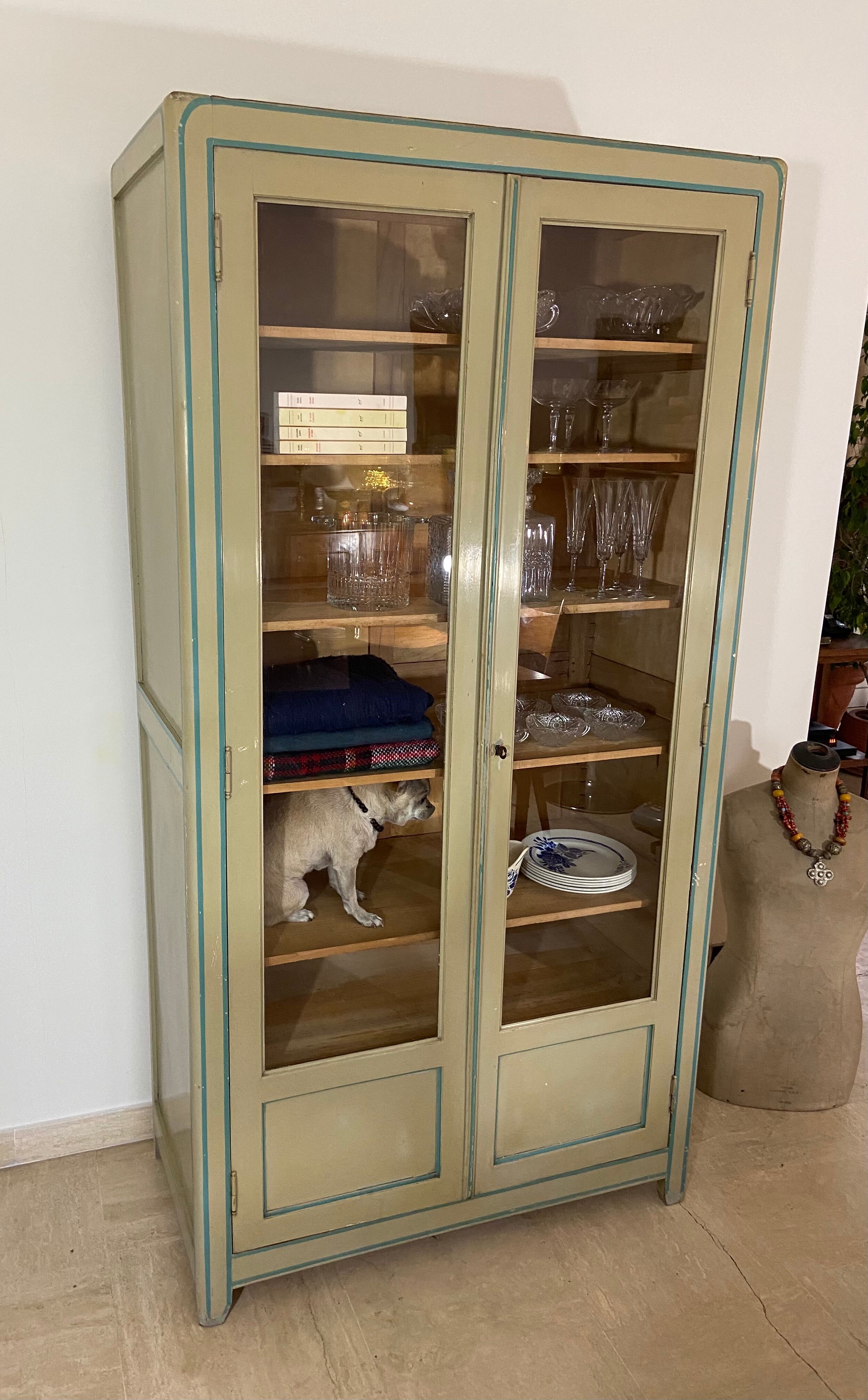 Glass-glazed Parisian wardrobe 1950