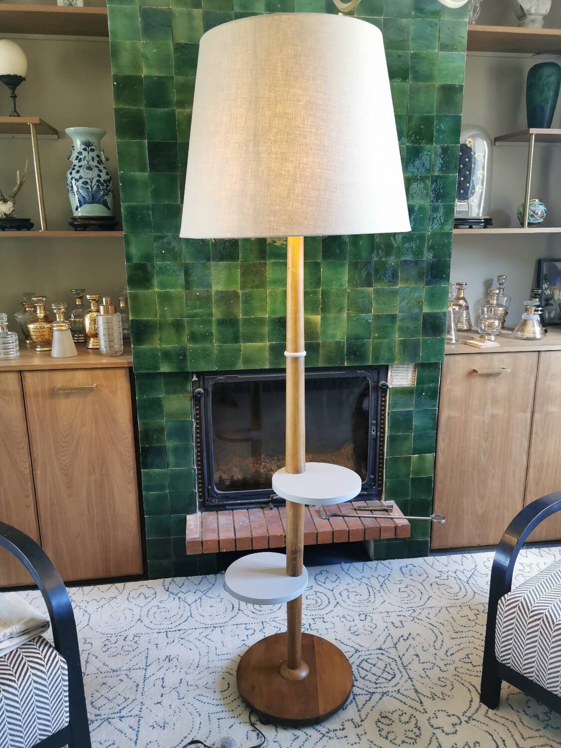 Art deco wooden floor lamp