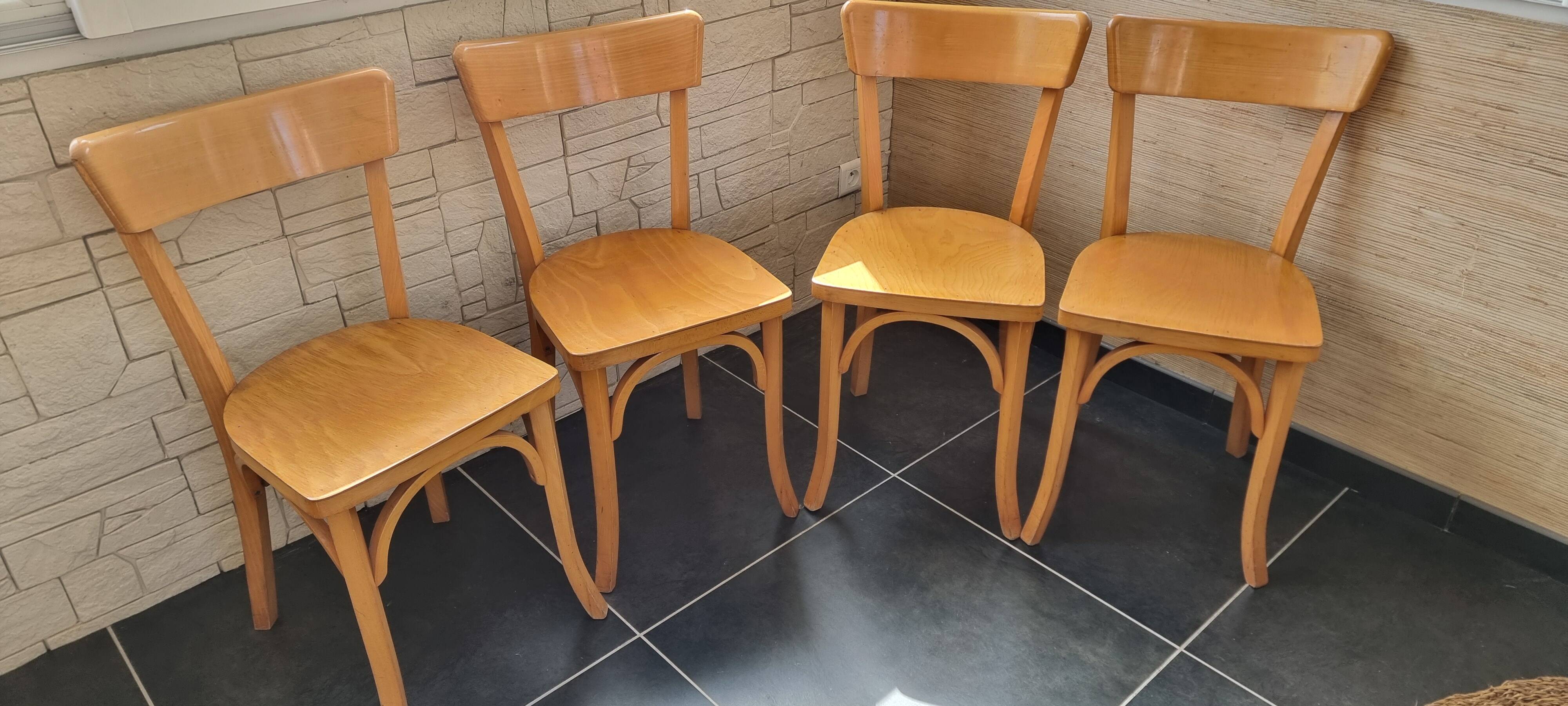 Set of 4 bistro chairs by A. Cartier, 1957