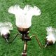 1970s chandelier with 3 light arms and frilled tulips