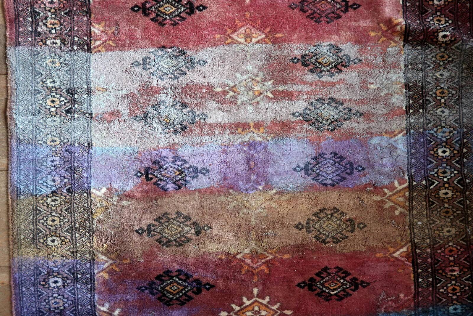 Contemporary artistry meets vintage Bukhara rug, 95cm x 154cm, 1950s