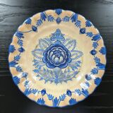 Plat ancien décor floral bleu