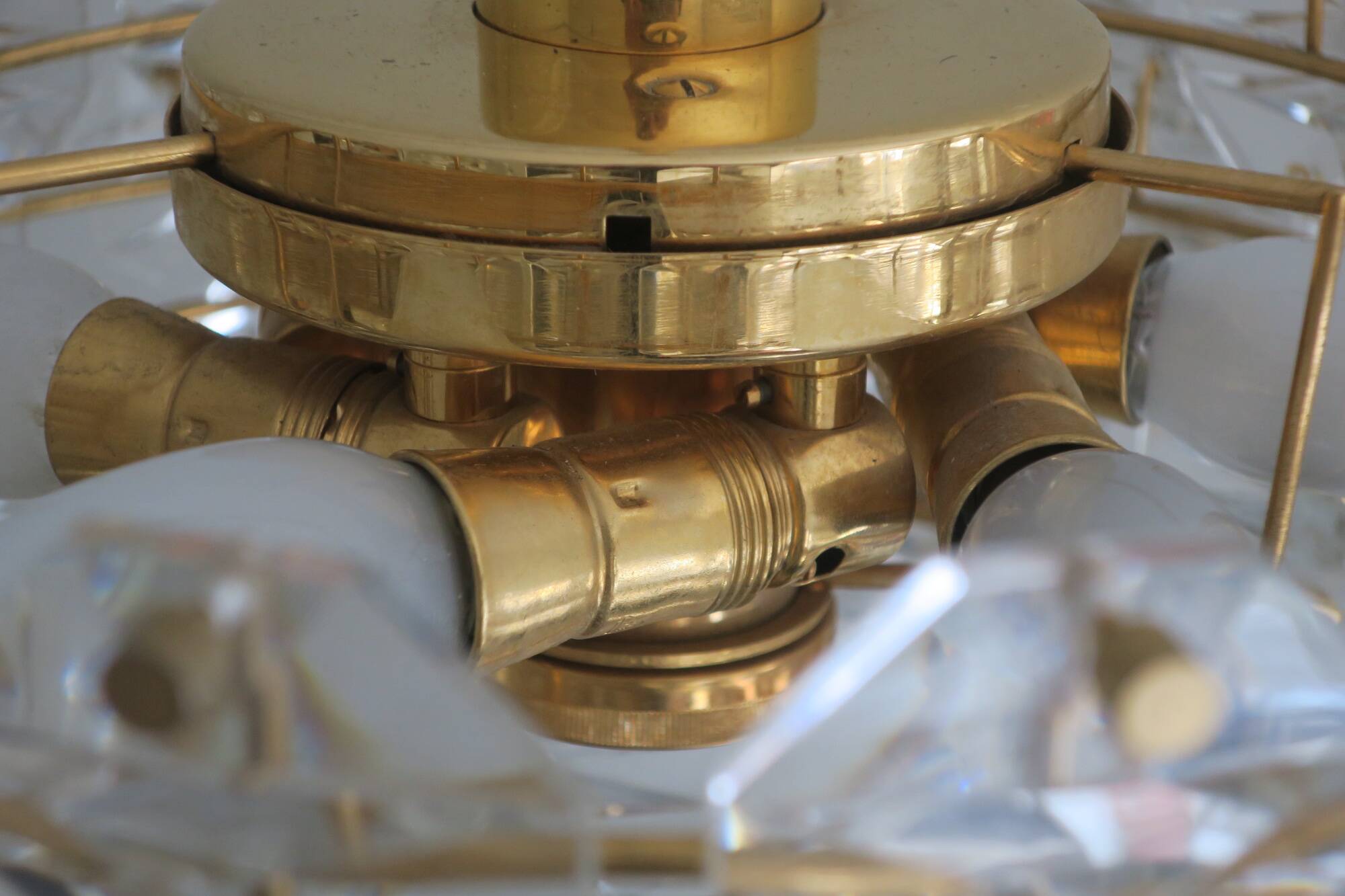 Kinkeldey gold plated and faceted glass chandelier, 1960s