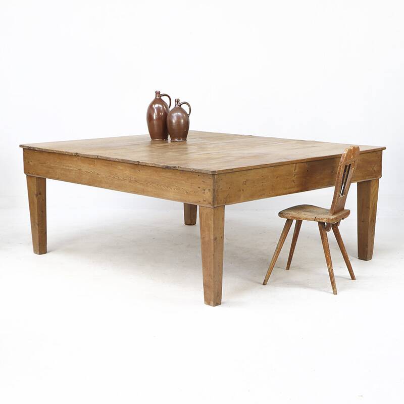 Extremely Large almost Square Pine Textile Work Table