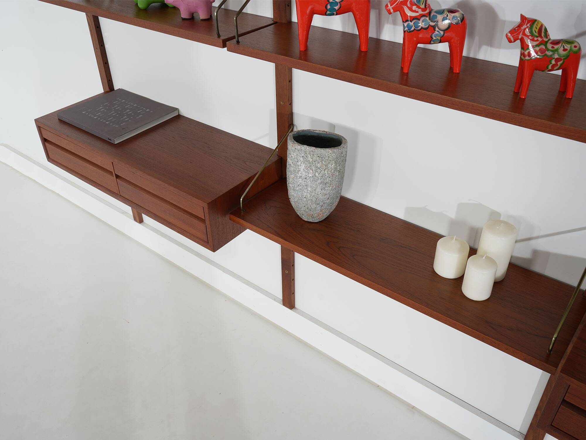 Cado modular shelving, teak veneer, Danish design, 1960s